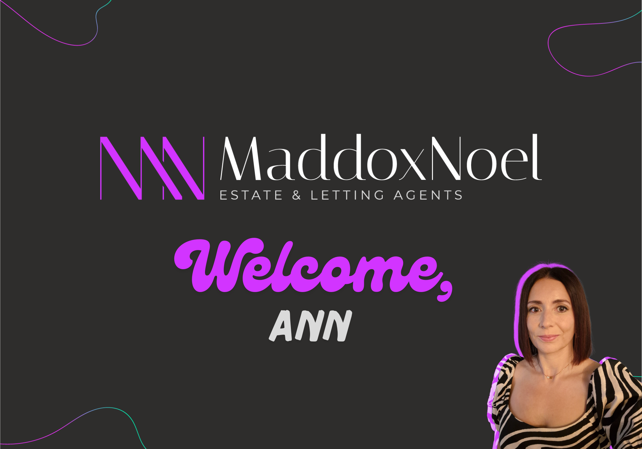 Maddox Noel logo with blog title: Welcoming our new managing director, Ann